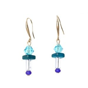 Blue Sapphire on Pedestal Earrings